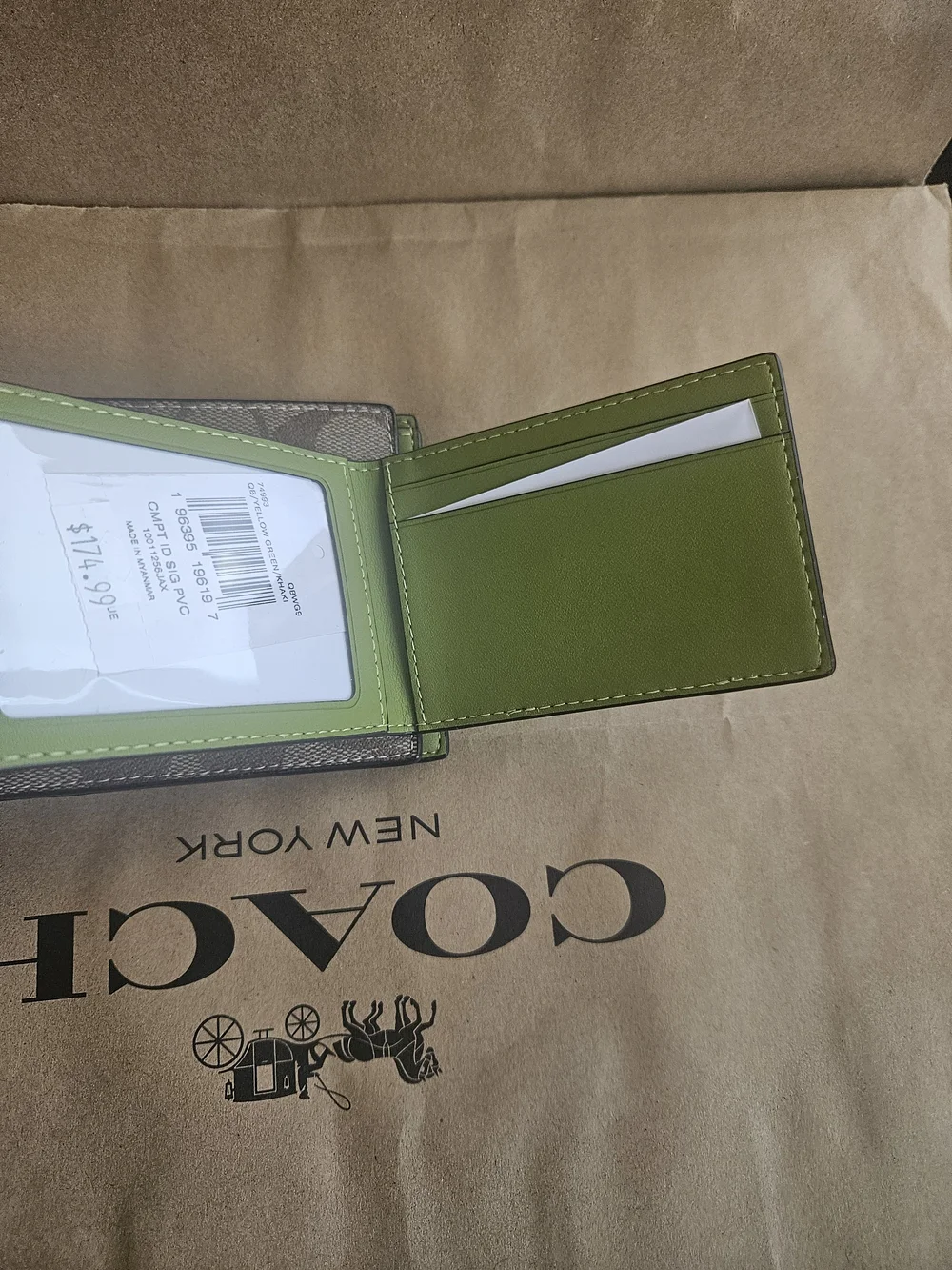 NWT Coach 3 in 1 Men's Billfold Wallet In Signature Brown